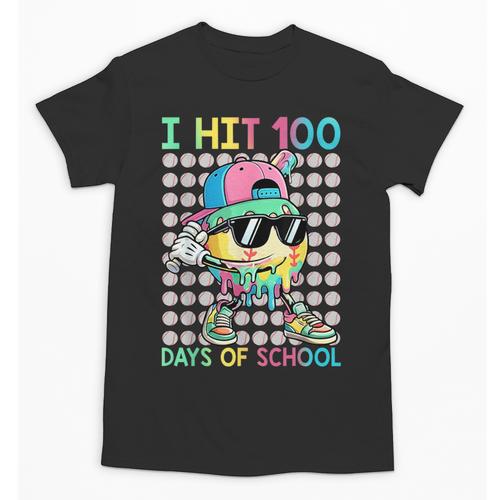 I Hit 100 Days Of School Baseball Drip 100th Day Of School Unisex T-Shirt - Sportilla