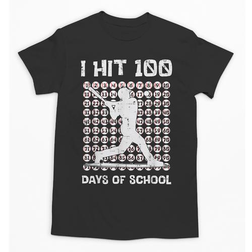 I Hit 100 Days Of School Baseball Player 100th Day Boys Kids Unisex T-Shirt - Sportilla