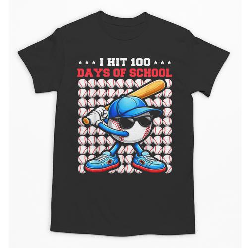I Hit 100 Days Of School Baseball Player Kids Boys Son Unisex T-Shirt - Sportilla