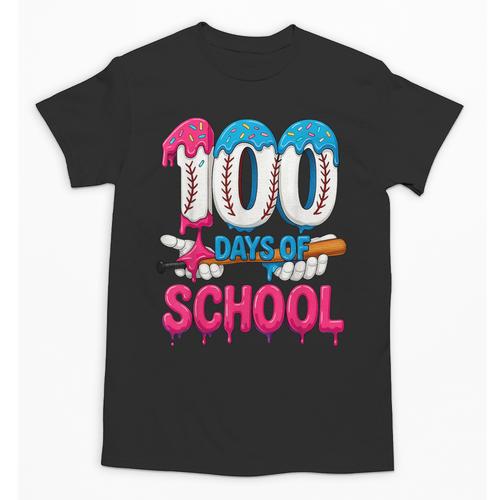HUGvyn 100 Days Of School Baseball Ice Cream Teacher Student Unisex T-Shirt - Sportilla