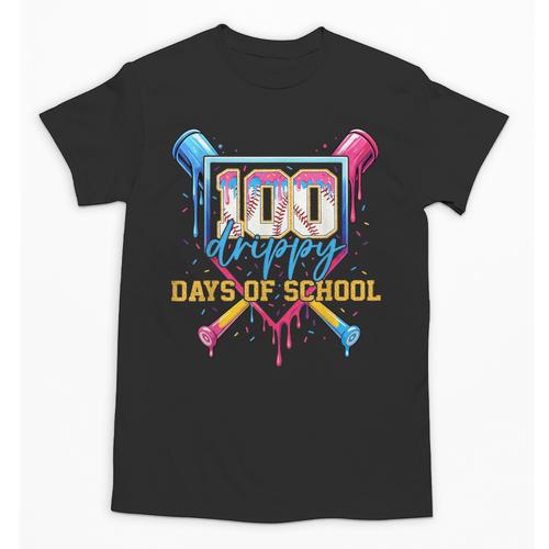 HUGvyn 100 Drippy Days Of School Baseball Ice Cream 100 Days Unisex T-Shirt - Sportilla