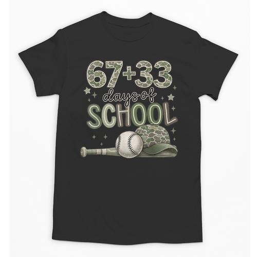 HUGvyn 6733 Days Of School Baseball 100 Days Camo Cap Boys Unisex T-Shirt - Sportilla