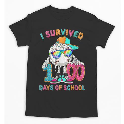 HUGvyn I Survived 100 Days Of School Baseball 6 7 Ice Cream Unisex T-Shirt - Sportilla