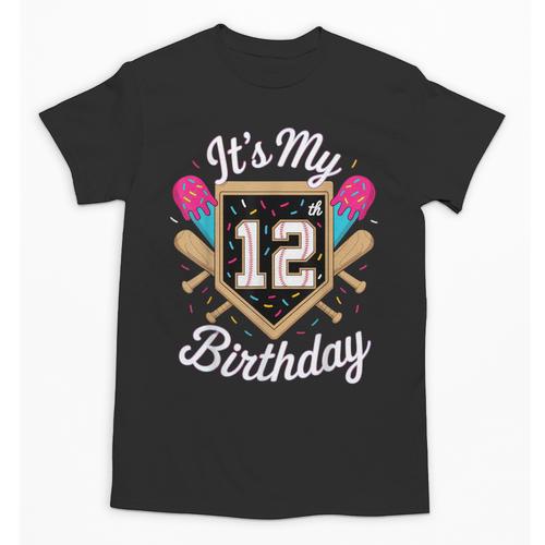 It's My 12th Birthday Baseball Fan Celebration Unisex T-Shirt - Sportilla