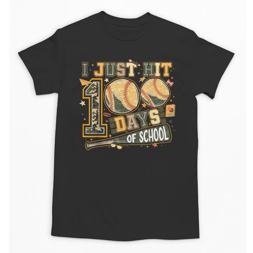 I Just Hit 100 Days Of School Camo Baseball Boy Kids Teacher Unisex T-Shirt - Sportilla