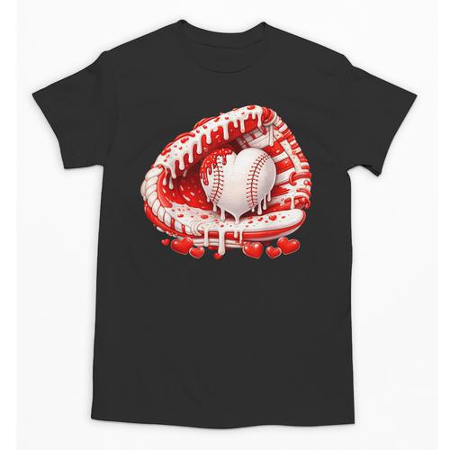 Kid Drip Ice Cream Baseball Heart Catcher Valentines Day Boy Unisex T-Shirt - Sportilla