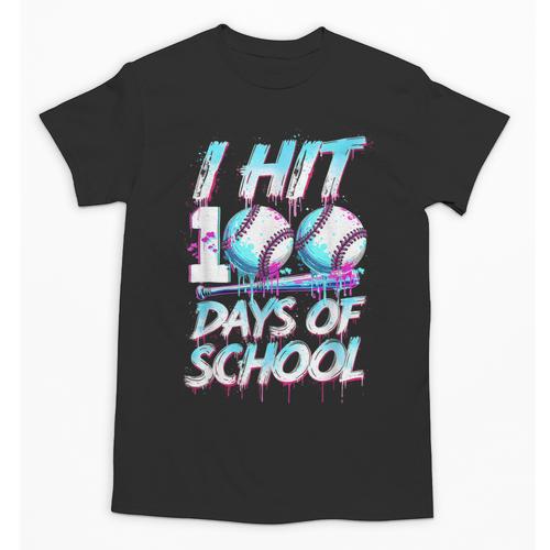 Kids 100 Days Of School 100th Day Baseball Ice Cream Drip Unisex T-Shirt - Sportilla