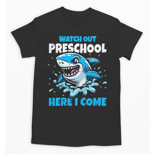 Kids Back To School Watch Out Preschool Here I Come Shark Boys Unisex T-Shirt - Savourry