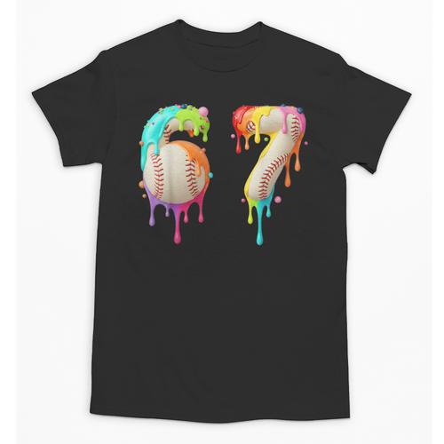 Kids Meme 67 Number Six 6 Seven 7 Ice Cream Drips Baseball Unisex T-Shirt - Sportilla