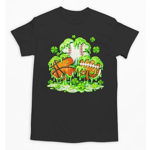 Kids St Patricks Day Shamrock Basketball Baseball Football Unisex T-Shirt - Sportilla