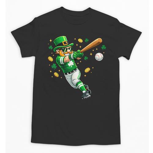 Leprechaun Play Baseball St Patrick's Day Men Kid Boys Unisex T-Shirt - Sportilla
