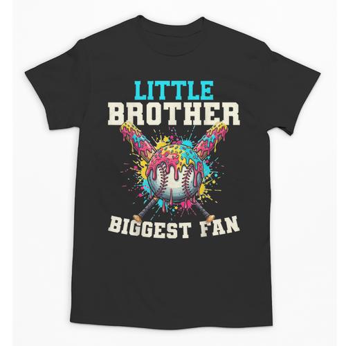 Little Brother Biggest Fan Baseball Cream Drip Crossed Bats Unisex T-Shirt - Sportilla