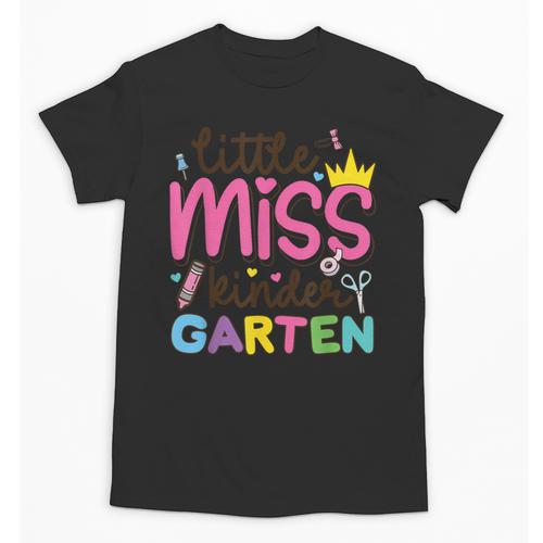 Little Miss Kindergarten First Day Back To School Girls Cute Unisex T-Shirt - Savourry