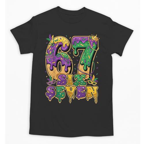 Mardi Gras Six Seven Baseball Drip Number 6 7 Meme Unisex T-Shirt - Sportilla