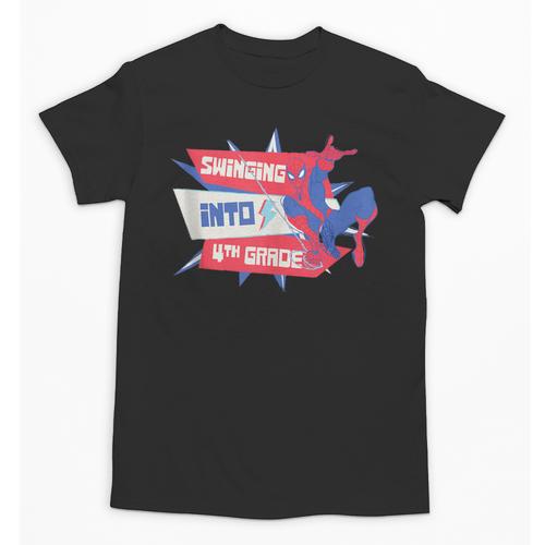 Marvel Spider-Man Swinging Into 4th Grade Back To School Unisex T-Shirt - Savourry