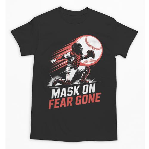 Mask On Fear Gone Baseball Catcher Softball Unisex T-Shirt - Sportilla