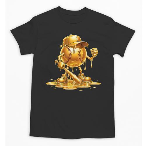 Melting Baseball Mascot Slugger Bat Cap Cartoon Unisex T-Shirt - Sportilla