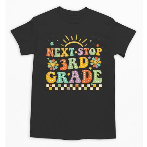 Next Stop 3rd Grade Groovy Retro Third Grade Back To School Unisex T-Shirt - Savourry