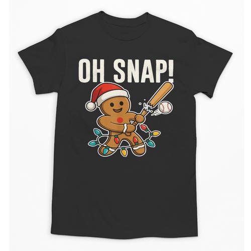 Oh Snap Gingerbreadman Christmas Baseball Humor Unisex T-Shirt - Sportilla
