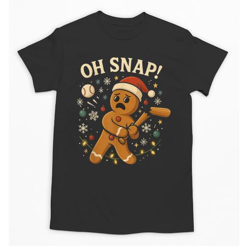 Oh Snap Gingerbreadman Christmas Baseball Unisex T-Shirt - Sportilla