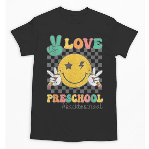 Peace Love Preschool Smile Face Back To School PRESCHOOL Unisex T-Shirt - Savourry
