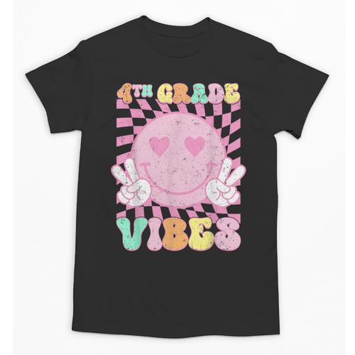 Pink 4th Grade Vibes Smile Face Back To School Fourth Grade Unisex T-Shirt - Savourry