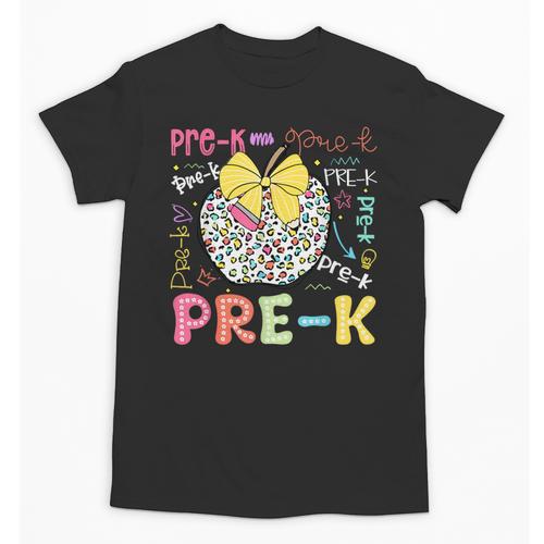 Pre-K Typography First Day Back To School Leopard Apple Unisex T-Shirt - Savourry