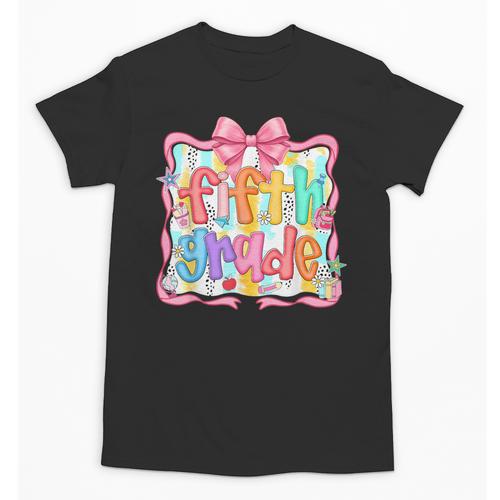 Preppy Back To School Fifth Grade Coquette Bow Women Girl Unisex T-Shirt - Savourry