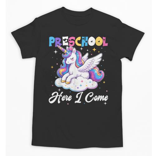 Preschool Here I Come Unicorn Back To School Girl Student Unisex T-Shirt - Savourry