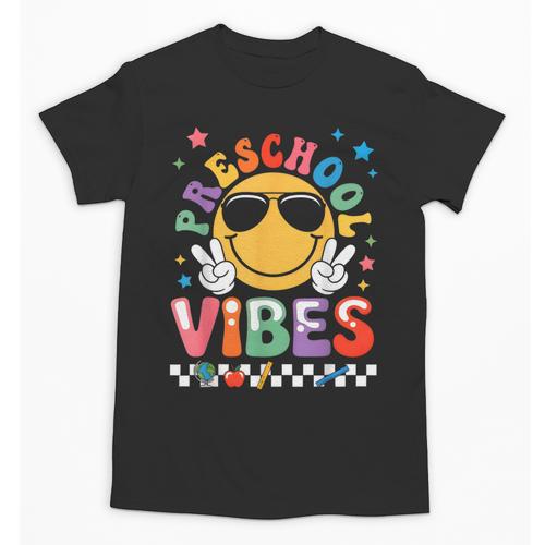 Preschool Vibes Groovy Back To School Girls Kids Unisex T-Shirt - Savourry