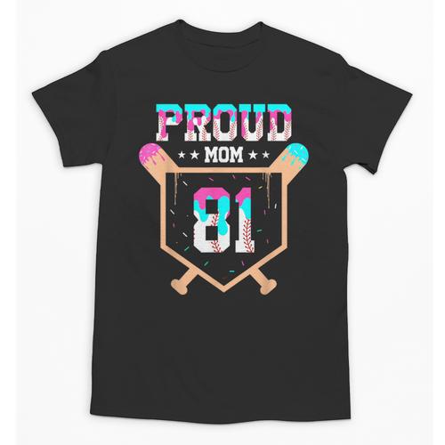 Proud Mom Baseball Player Number 81 Ice Cream Drip Unisex T-Shirt - Sportilla
