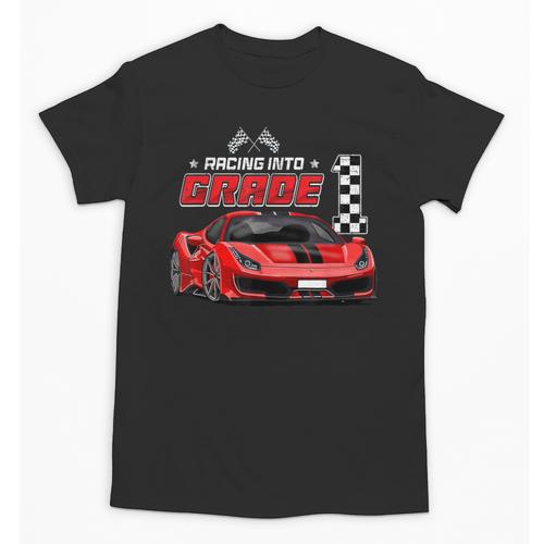 Racing Into 1st Grade Race Car Back To School Boys Unisex T-Shirt - Savourry