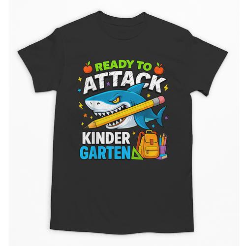Ready To Attack Kindergarten Shark Back To School Kids Unisex T-Shirt - Savourry