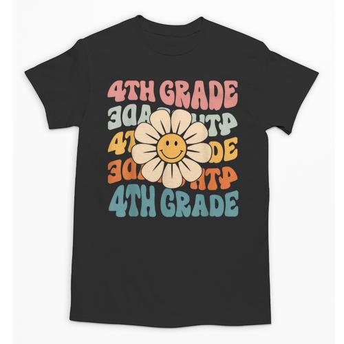 Retro 4th Grade Daisy Colorful Back To School Fourth Grade Unisex T-Shirt - Savourry