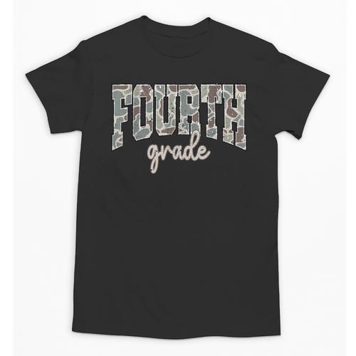 Retro Fourth Grade Back To School Boy Old Camo 4th Grade Kid Unisex T-Shirt - Savourry