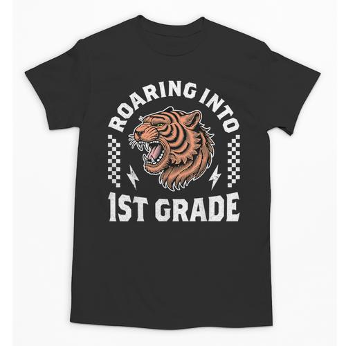 Roaring Into 1st Grade Roaring Tiger Back To School Boy Girl Unisex T-Shirt - Savourry