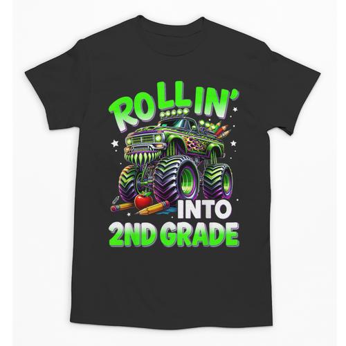 Rollin' Into 2nd Grade Monster Truck Back To School Boys Unisex T-Shirt - Savourry