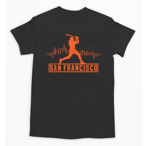 San Francisco Lovers Skyline Retro Baseball Heartbeat Men Unisex T-Shirt - Sportilla