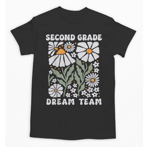 Second Grade Dream Team Back To School Boho Flower 2nd Grade Unisex T-Shirt - Savourry