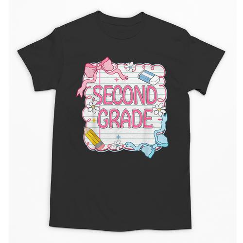 Second Grade Girls Kids Back To School Girls Coquette Bows Unisex T-Shirt - Savourry