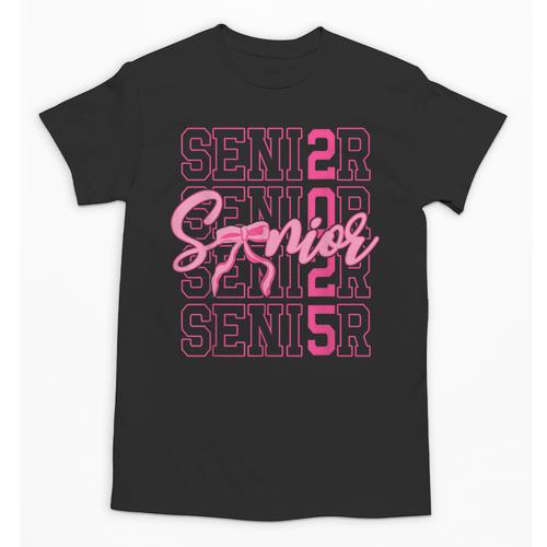 Senior 2025 Coquette Pink Bow Class Of 2025 Back To School Unisex T-Shirt - Savourry