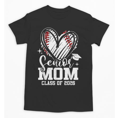 Senior Mom Class Of 2026 Baseball Graduation Heart Unisex T-Shirt - Sportilla