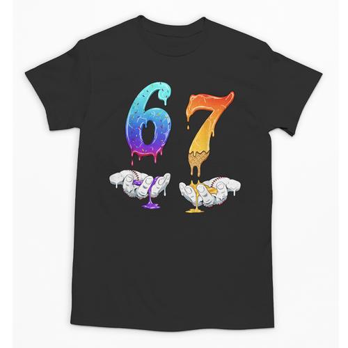 Six Seven Ice Cream Drip Cool Meme 67 Number Baseball Unisex T-Shirt - Sportilla