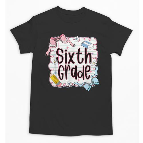 Sixth Grade Back To School For Girls Pink Notebook Unisex T-Shirt - Savourry