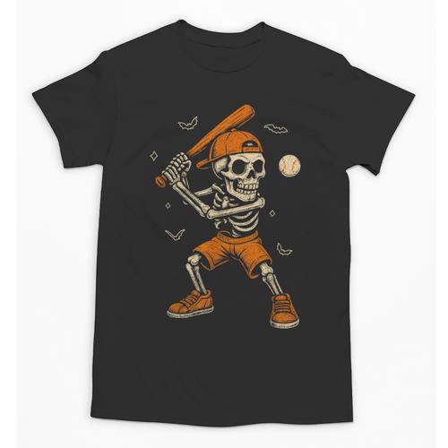 Skeleton Baseball Player Costume Halloween Men Boys Unisex T-Shirt - Sportilla