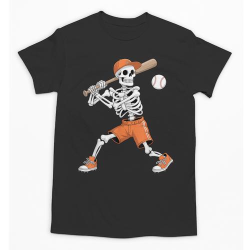 Skeleton Batting Baseball Halloween Unisex T-Shirt - Sportilla