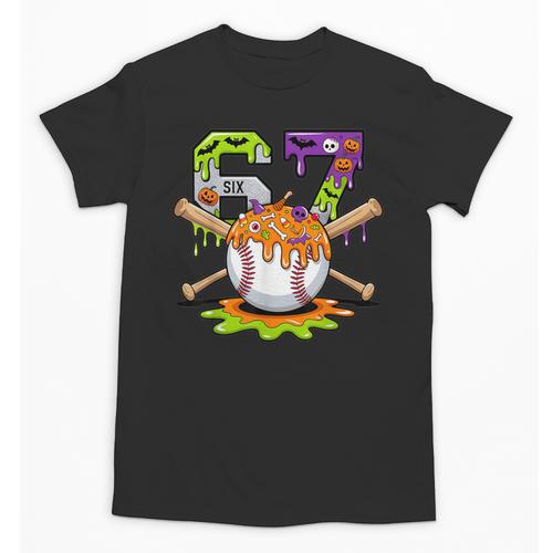 Spooky Halloween Baseball Ice Cream Dripping Six Seven 6 7 Unisex T-Shirt - Sportilla