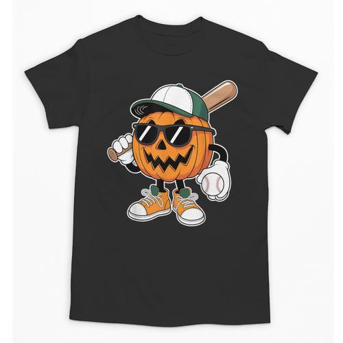 Spooky Jack O Lantern Baseball Halloween Costumes Boys Unisex T-Shirt - Sportilla