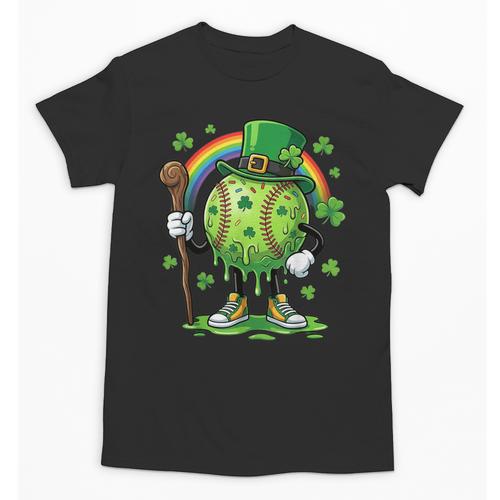 St Patricks Day Baseball Leprechaun Rainbow Green Baseball Unisex T-Shirt - Sportilla