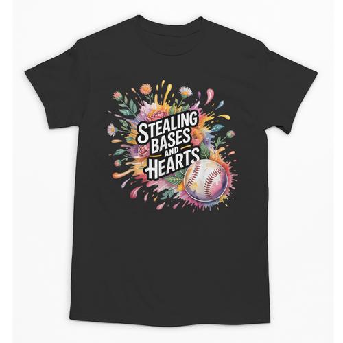 Stealing Bases And Hearts Baseball Puns Sports Unisex T-Shirt - Sportilla